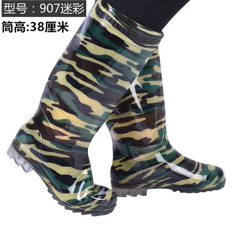 Rain Boots Labor Protection Site Pvc Rain Boots Men'S High Tube Non-Slip Wear-Resistant Rubber Shoes Water Shoes Thickened Tendon - Image 1