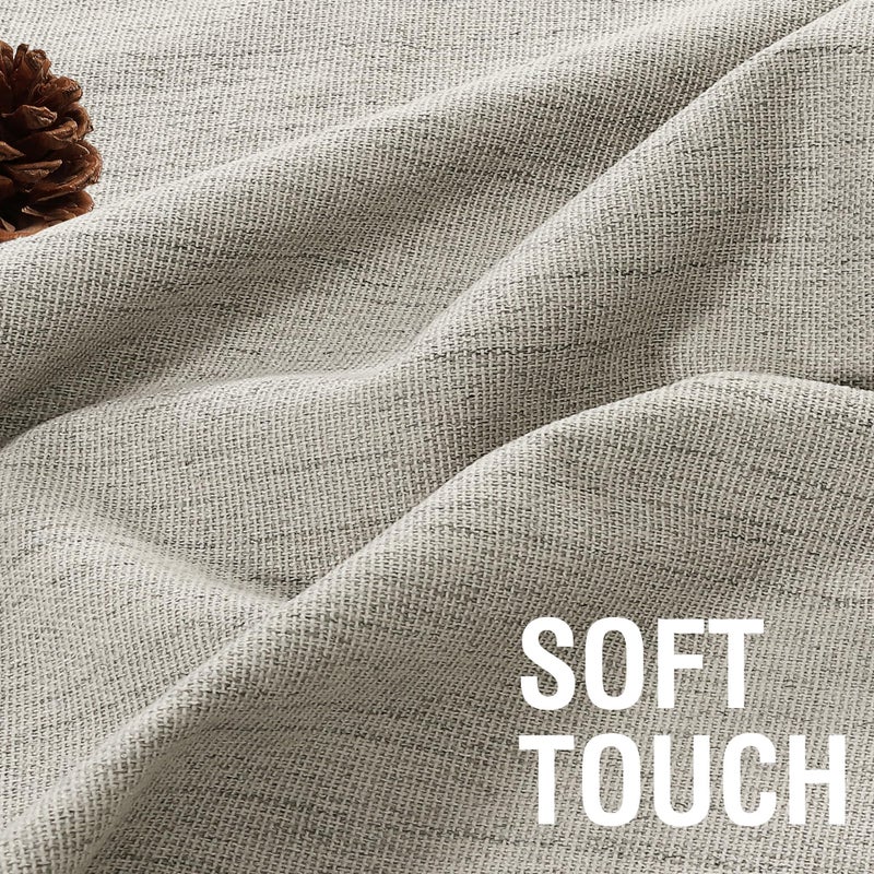 H.VERSAILTEX H.VERSAILTEX Chenille Linen Blackout Curtains for Bedroom Thermal Insulated Textured Linen Look Curtains Anti-Rust Grommet with White Flocking Coating Back  42"" W x 63"" L  Heathered Stone - Image 4