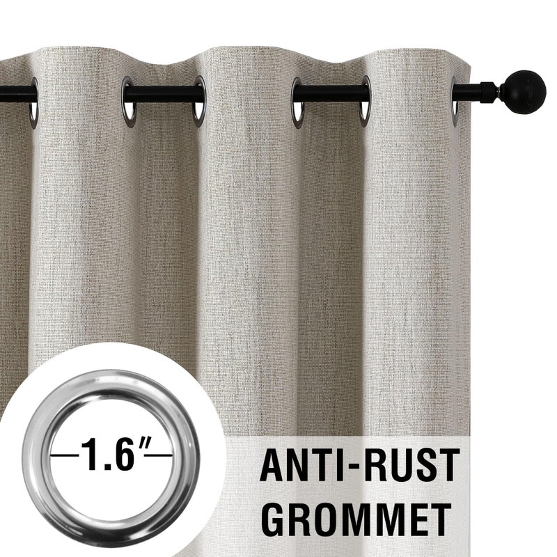 H.VERSAILTEX H.VERSAILTEX Chenille Linen Blackout Curtains for Bedroom Thermal Insulated Textured Linen Look Curtains Anti-Rust Grommet with White Flocking Coating Back  42"" W x 63"" L  Heathered Stone - Image 5