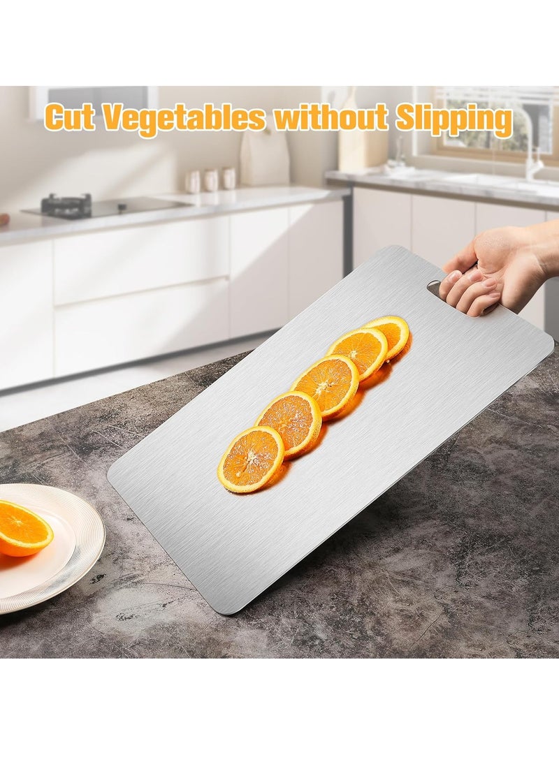 3 PCS 304 Stainless Steel Cutting Board For Kitchen Meat Cutting Board Edge Smoothing Food Grade Stainless Steel Easy To Clean Kitchen Tool(S+M+L)  - Image 4