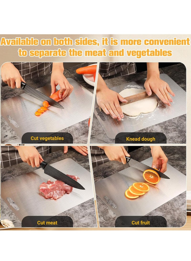 3 PCS 304 Stainless Steel Cutting Board For Kitchen Meat Cutting Board Edge Smoothing Food Grade Stainless Steel Easy To Clean Kitchen Tool(S+M+L)  - Image 5