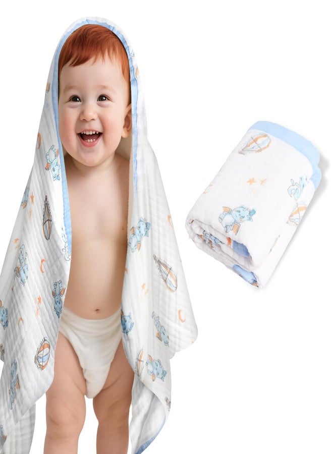 ICKEYOU Muslin Baby Towels Bath Towels 43 x 43 Inch Soft 100% Cotton Cute Animal Print Washcloths Extra Large Baby Bath Towels for Newborns Infants Toddlers Kids - Image 1
