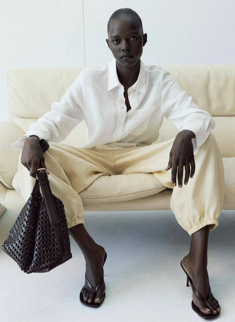 MANGO Pocket linen shirt