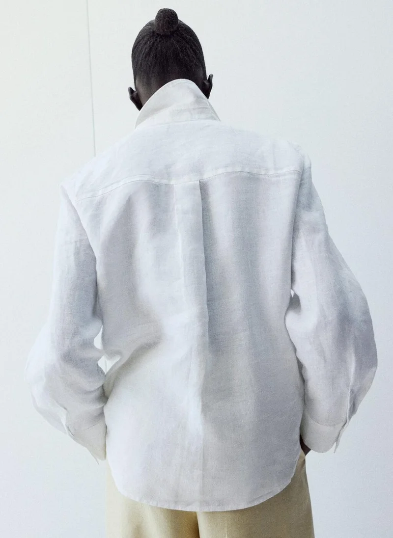 MANGO Pocket linen shirt