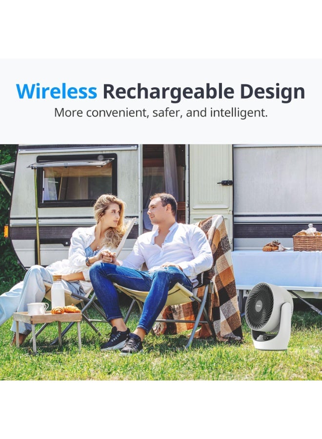 SwitchBot Smart Desk Fan Rechargeable 3600mAh Portable Air Circulator Fan, Cordless & Corded, 90° Oscillating Quiet Fan 22dB, 9 Speed Settings, App & Remote Control, Works with Google Home Apple Home, Bedroom Office Fan - Image 4