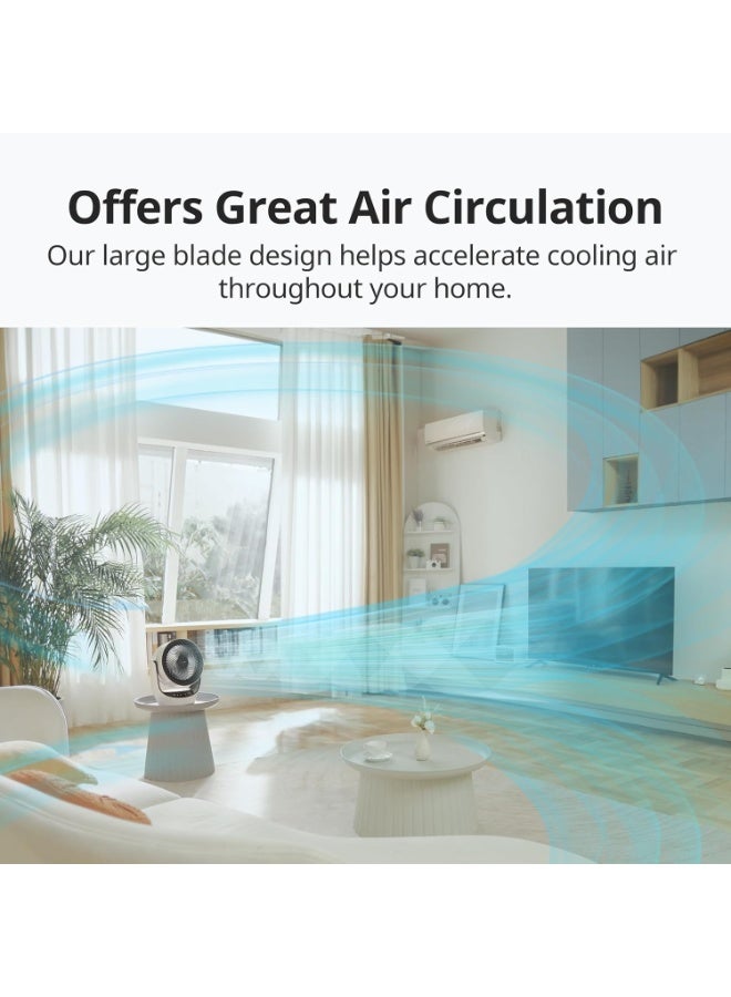 SwitchBot Smart Desk Fan Rechargeable 3600mAh Portable Air Circulator Fan, Cordless & Corded, 90° Oscillating Quiet Fan 22dB, 9 Speed Settings, App & Remote Control, Works with Google Home Apple Home, Bedroom Office Fan - Image 3