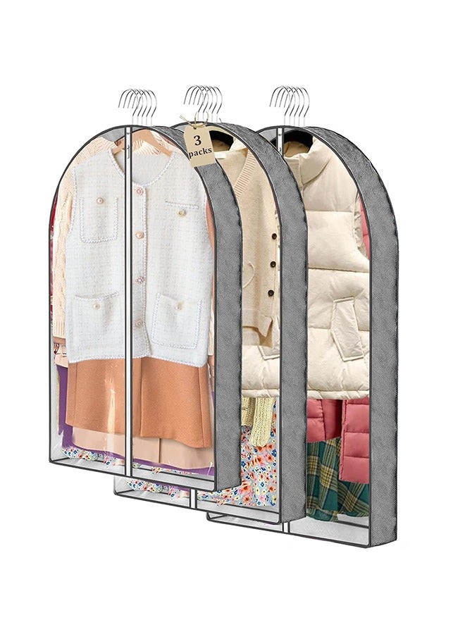 3pcs Garment Bags for Hanging Clothes,Clear Suit Bags for Closet Storage Clothing Storage,Moth-Proof Breathable Dust Cover for Coats dress Jackets,Shirts and Sweater - Image 1