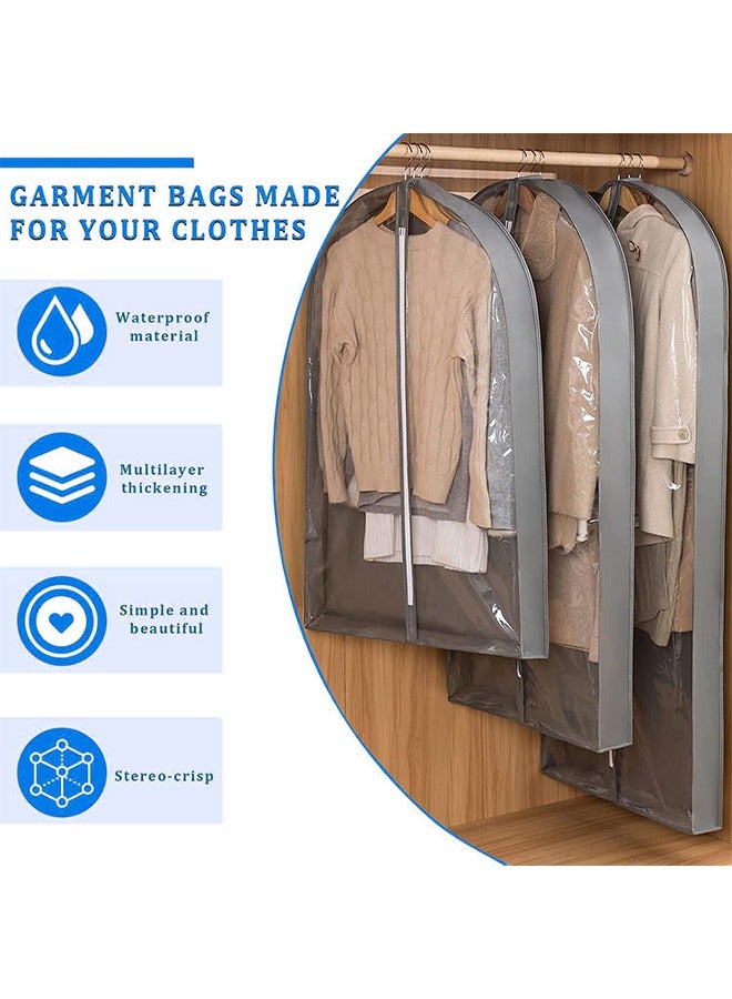 3pcs Garment Bags for Hanging Clothes,Clear Suit Bags for Closet Storage Clothing Storage,Moth-Proof Breathable Dust Cover for Coats dress Jackets,Shirts and Sweater - Image 3