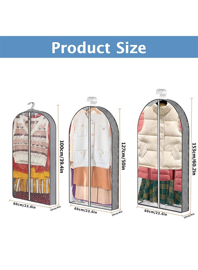 3pcs Garment Bags for Hanging Clothes,Clear Suit Bags for Closet Storage Clothing Storage,Moth-Proof Breathable Dust Cover for Coats dress Jackets,Shirts and Sweater - Image 5