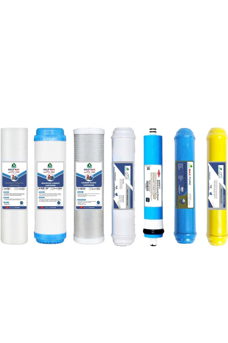 MAX PURE 7 stage water Filter, High Quality Membrane Whole House Water Filter, 3 Stage water Filter, Sets of High Capacity RO Water Filter System,فلتر مياه من 7 مراحل - Image 1