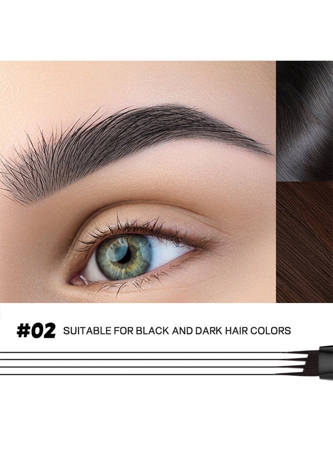 pudaier Lifelike Eyebrow Pencil- Long Lasting 4 Fork Liquid Smudge Proof Eyebrow Pencil，Waterproof Long lasting Natural Brows Looking 02# Black - Image 2