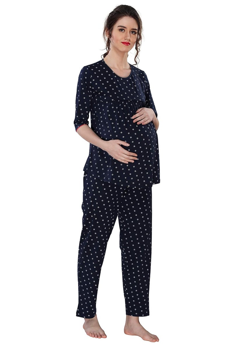 AV2 Store AV2 Women Cotton Printed Maternity & Feeding Top & Pajama Set - Image 3