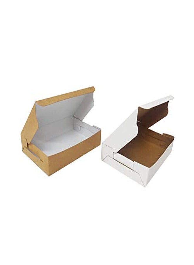 Flute Presents Pastry/Brownie/Chocolate/Doughnut, Paper Box in White and Brown Colour (Both Sides useable), (Size 9.5" x 6.5" x 2" - inch) Pack of 15 - Image 1