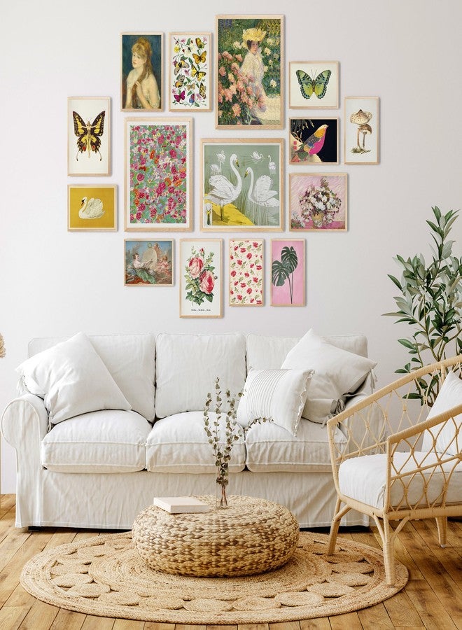 LANCHI95 15 Pcs Maximalist Gallery Wall, Colorful Eclectic Decor, Colorful Art, Girls Room, Vintage Wall Art Prints, Moody Maximalist Bedroom Decorations (UNFRAMED) (Eclectic 7, Unframed) - Image 5