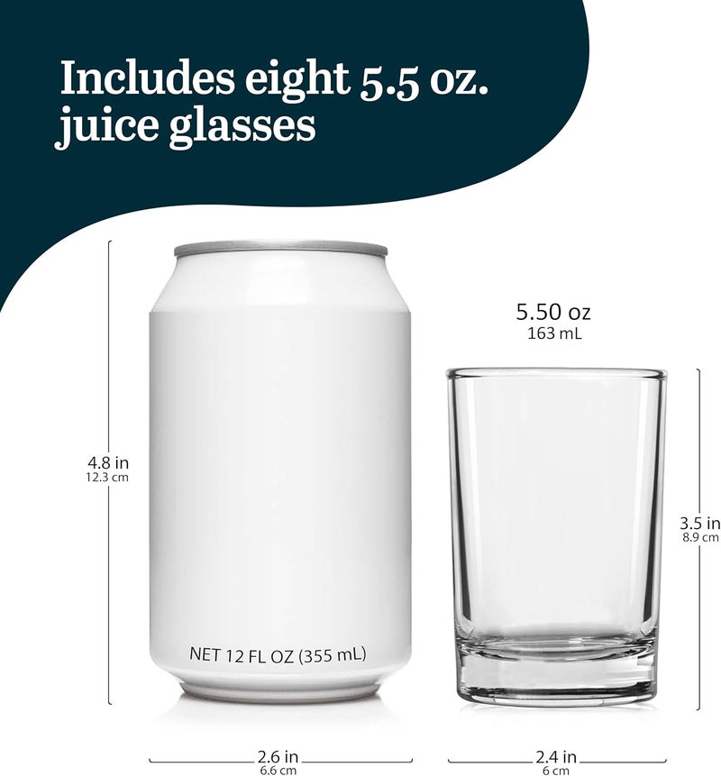 LIBBEY Fruit Juice Glasses, Heavy Base Glasses Drinking Set of 8, Breakfast Juice Cups, Everyday Clear Drinking Glasses for Cold Drinks - Image 3