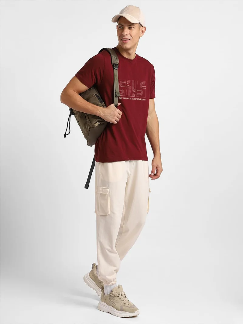 Nobero  Men's Maroon Graphic Print T-Shirt for Men | Best Price UAE