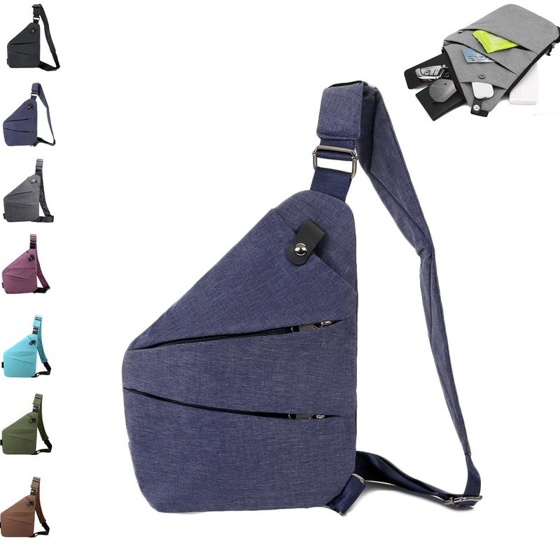 ocalil Anti Theft Travel Bag,Crossbody Travel Bag, Sling Bag Travel Crossbody Bag for Women Men (Right Shoulder, Blue) - Image 1