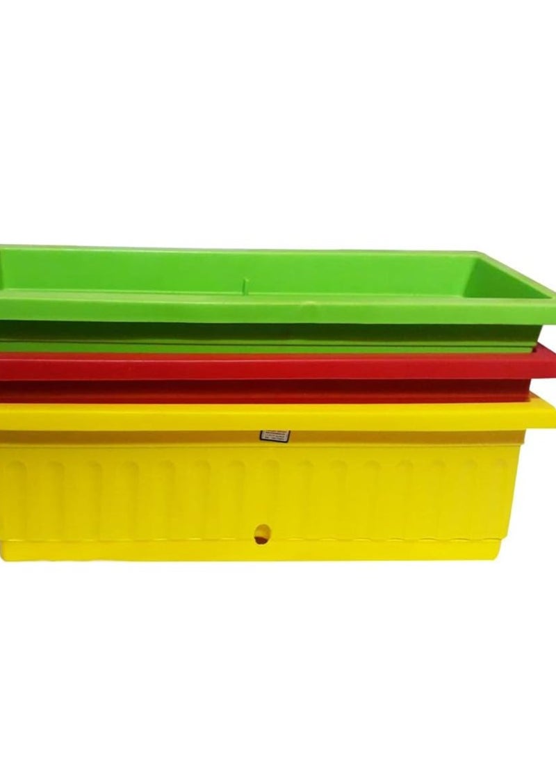 Generic Colorful planting basin set, size 60x20 - 3 plastic colors 