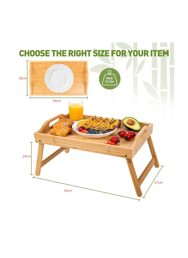 Generic - Bed Tray Table Folding Legs with Handles Breakfast Food Tray for Sofa,Bed,Eating,Drawing,Platters Serving Lap Desk Snack Tray - Image 1