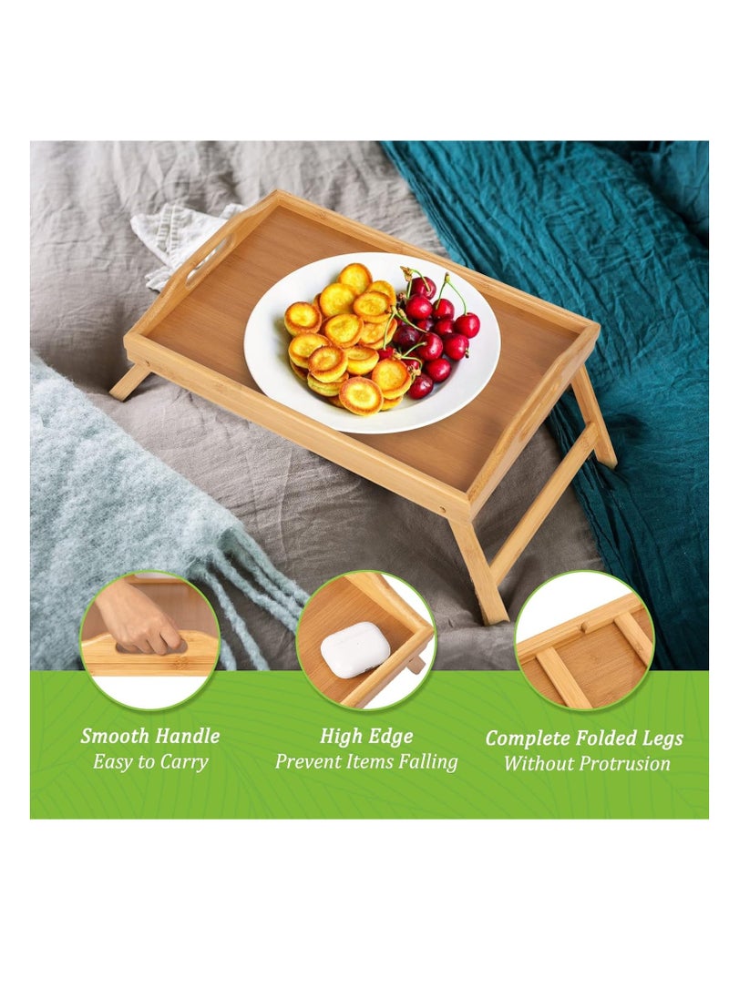 Generic - Bed Tray Table Folding Legs with Handles Breakfast Food Tray for Sofa,Bed,Eating,Drawing,Platters Serving Lap Desk Snack Tray - Image 1
