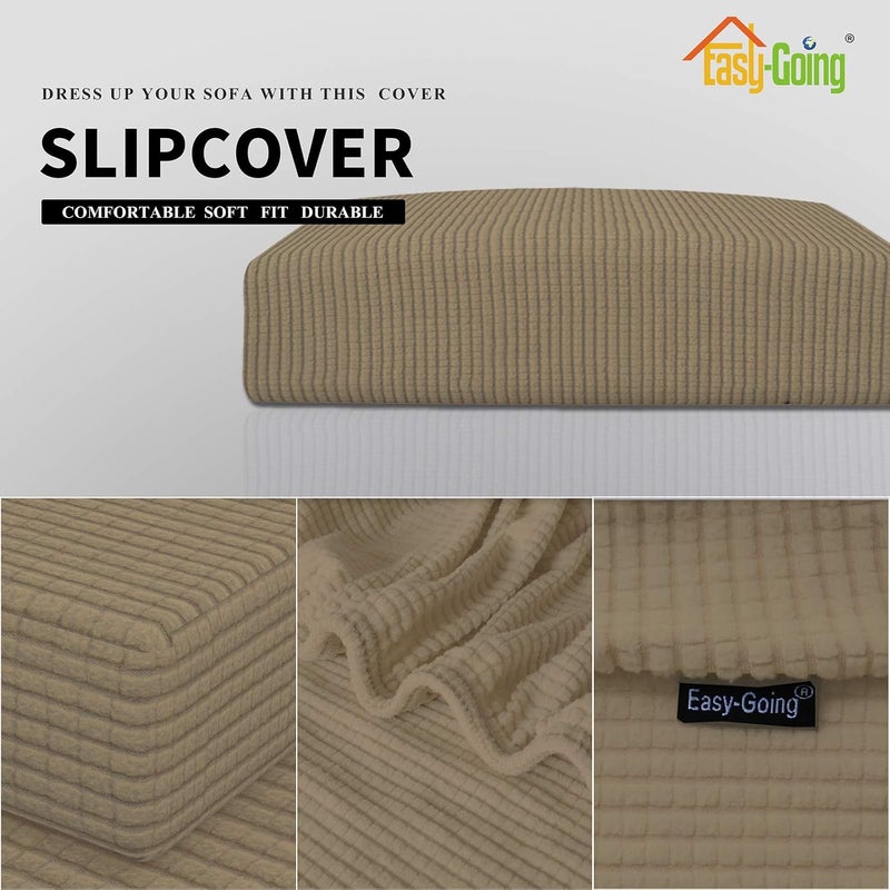 Easy-Going Stretch Cushion Cover Sofa Cushion Furniture Protector Sofa Seat Sofa slipcover Sofa Cover Soft Flexibility with Elastic Bottom(Sofa Cushion,Tan) - Image 4