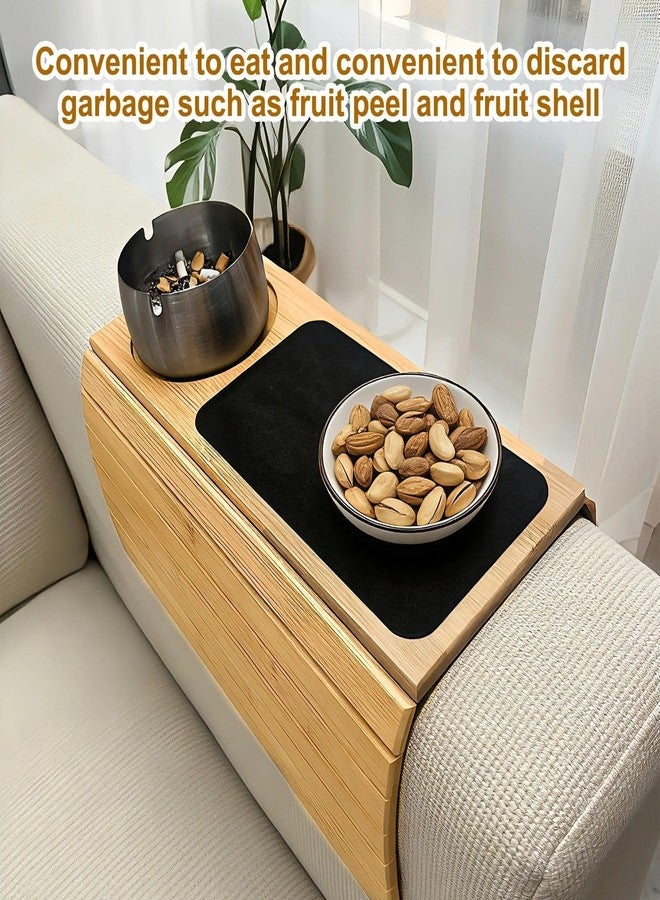 nestery Couch Armrest Table with Cup Holder - Bamboo Couch Cup Holder 3-in-1 Magnetic Detachable, Anti-Slip Foldable Sofa Arm Tray for Drink, Snack, Coffee, Mugs, Remote, Cellphone, Cup (Natural) - Image 4