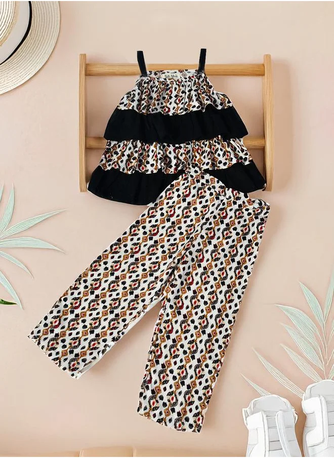 بيلا مودا Bella Moda Printed Layered Strappy Top and Pants Set