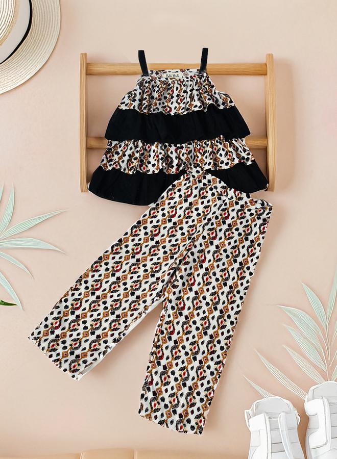 BELLA MODA Bella Moda Printed Layered Strappy Top and Pants Set  - Image 1