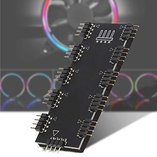 Ashata Computer Fan RGB Hub,Computer 10-Channel RGB Hub,PC Motherboard RGB Fan Extension Cable,RGB LED Splitter Hub,Suitable for PC Desktop Computer Motherboard(12V 4-Pin) - Image 5
