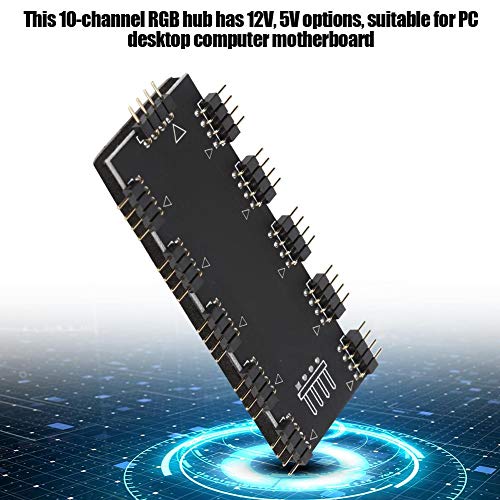 Ashata Computer Fan RGB Hub,Computer 10-Channel RGB Hub,PC Motherboard RGB Fan Extension Cable,RGB LED Splitter Hub,Suitable for PC Desktop Computer Motherboard(12V 4-Pin) - Image 4