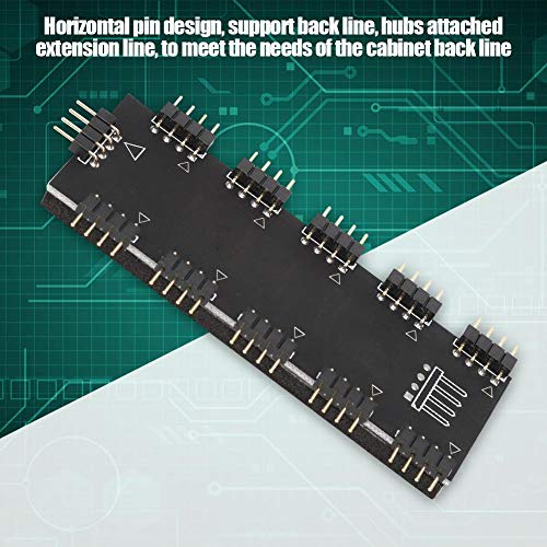 Ashata Computer Fan RGB Hub,Computer 10-Channel RGB Hub,PC Motherboard RGB Fan Extension Cable,RGB LED Splitter Hub,Suitable for PC Desktop Computer Motherboard(12V 4-Pin) - Image 3