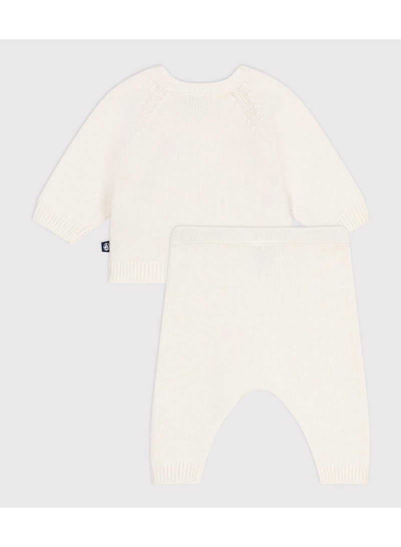Petit Bateau Babies' two-piece knitted outfit with embroidered hearts - Image 3