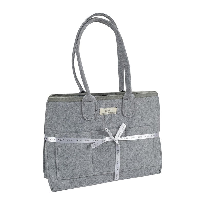 NWF Cute Diaper Baby Products Caddy Bag For Smart Mothers | Baby Diaper Caddy Organizers Baby Wipes Felt Storage, Nursery, Foldable And Portable (Light Grey) - Image 3