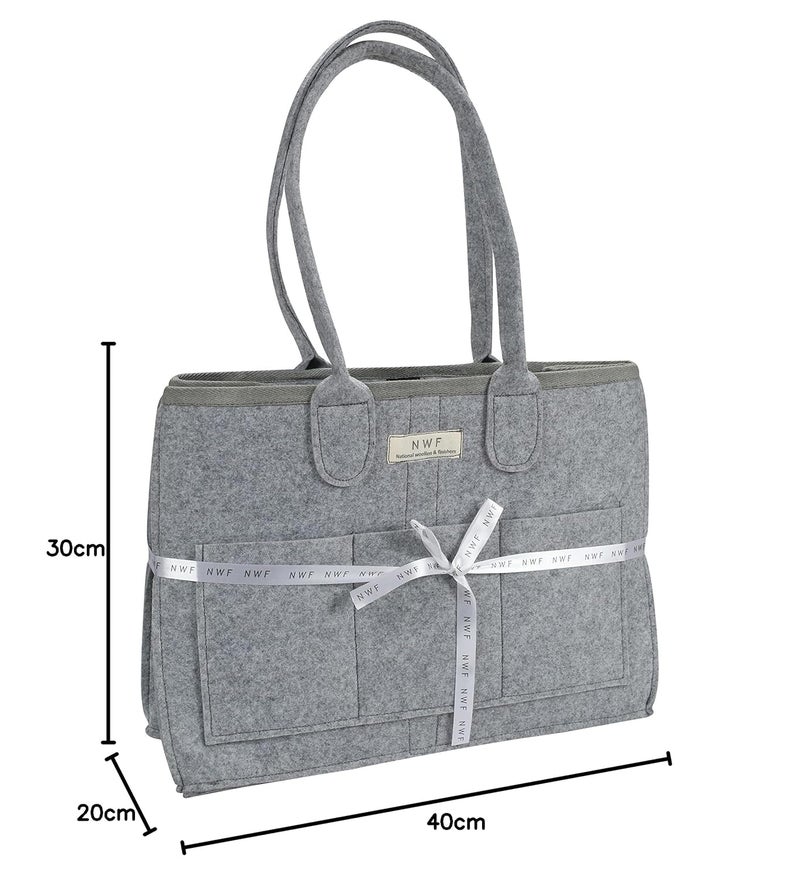 NWF Cute Diaper Baby Products Caddy Bag For Smart Mothers | Baby Diaper Caddy Organizers Baby Wipes Felt Storage, Nursery, Foldable And Portable (Light Grey) - Image 5