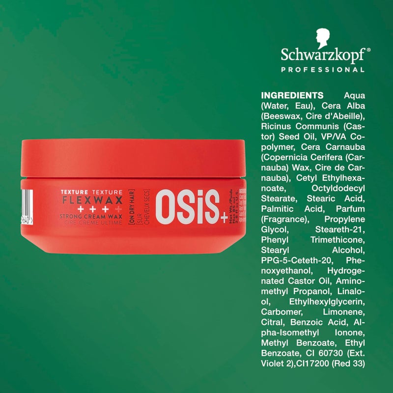 OSiS+ Flexwax – Ultra Strong Cream Wax, 2.8 oz – Long-lasting Hold for Creative Hair Styling – Moldable Texturizing Product for Wild Hair Styling and Shine – Washes Out Easily - Image 5