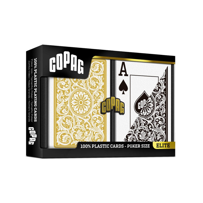 Copag 1546 Design 100% Plastic Playing Cards, Poker Size (Standard) Black/Gold (Jumbo Index, 1 Set) - Image 2