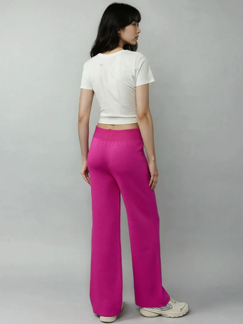 My Fashion Magenta Pink MY FASHION Textured Knit Pull-On Pants for Women | Best Price UAE