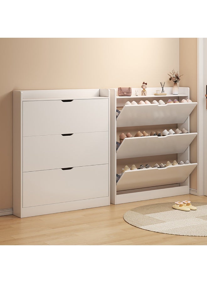 Narrow Shoe Cabinet Entryway Tipping Bucket Shoe Storage Cabinet with 3 Flip Drawers Slim Shoe Rack for Home Hallway Bedroom Living Room Space Saving, XG78 (White) - Image 4