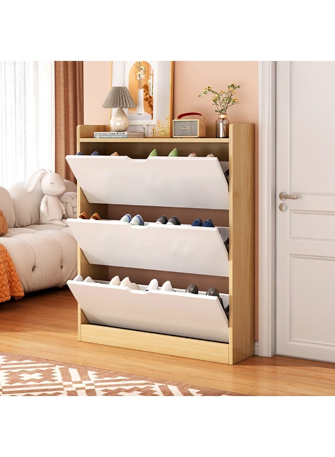 Narrow Shoe Cabinet Entryway Tipping Bucket Shoe Storage Cabinet with 3 Flip Drawers Slim Shoe Rack for Home Hallway Bedroom Living Room Space Saving, XG78 (White) - Image 3