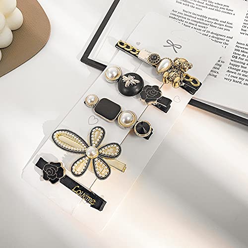 NGEL 5Pcs Black Hair Clip/ Elegant Pearl Hair Pins For Women & Girls/ Styling Hair Accessories/ Retro Bear Hair Pin - Image 2