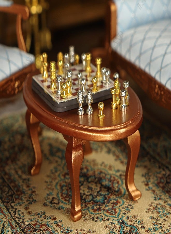 iLAND Victorian Dollhouse Furniture Set, Doll House Furniture and Accessories, Miniature Dollhouse Sofa with 1/12 Scale Accessories 8pcs, Mothers Gift, Wife Gift, Bookshelf Décor (Gold & Blue) - Image 5