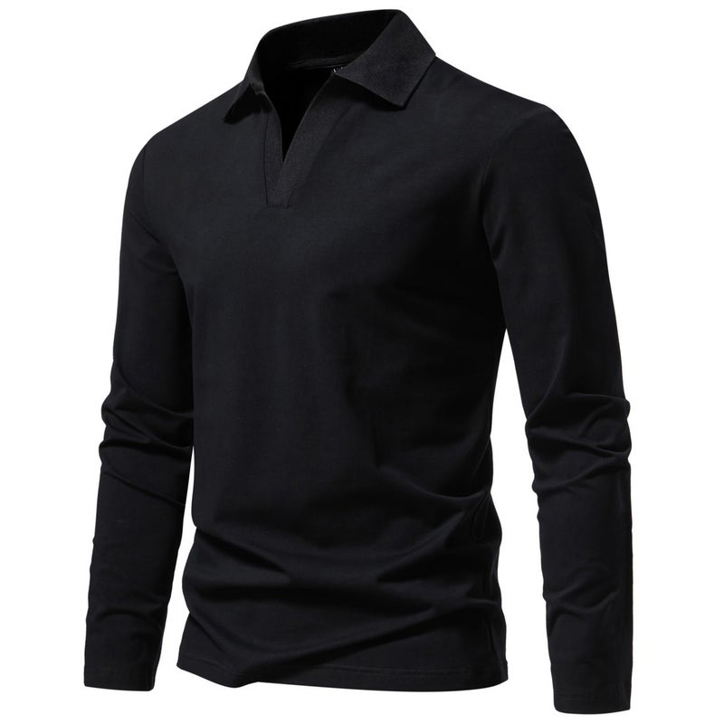 retro 2023 Autumn New style V-neck lapel long sleeve T-shirt bottoming shirt 1812-yt237 P45 - Image 1