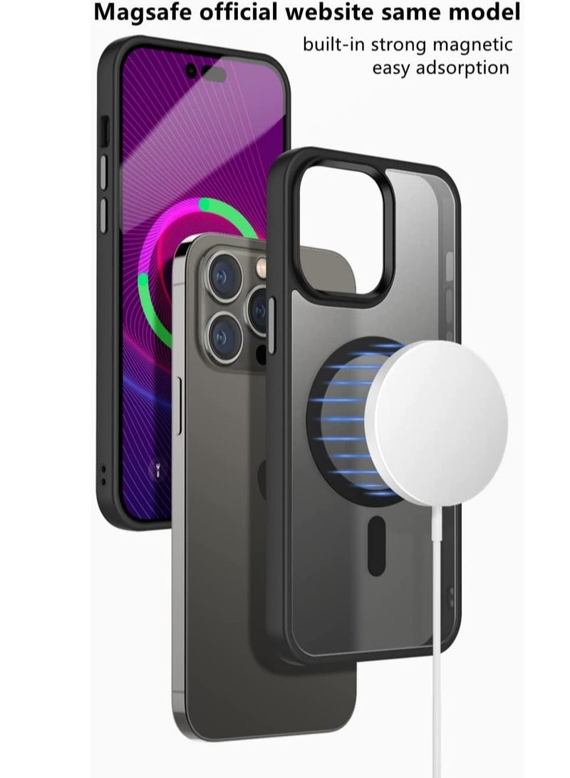 ELTRAZONE Case for iPhone 14 Pro Case [MIL-Grade Drop Tested & Compatible with MagSafe] Translucent Matte Back with Metal Keys, Anti-Fingerprint Anti-Scratch 6.1 Inch (Black) - Image 4