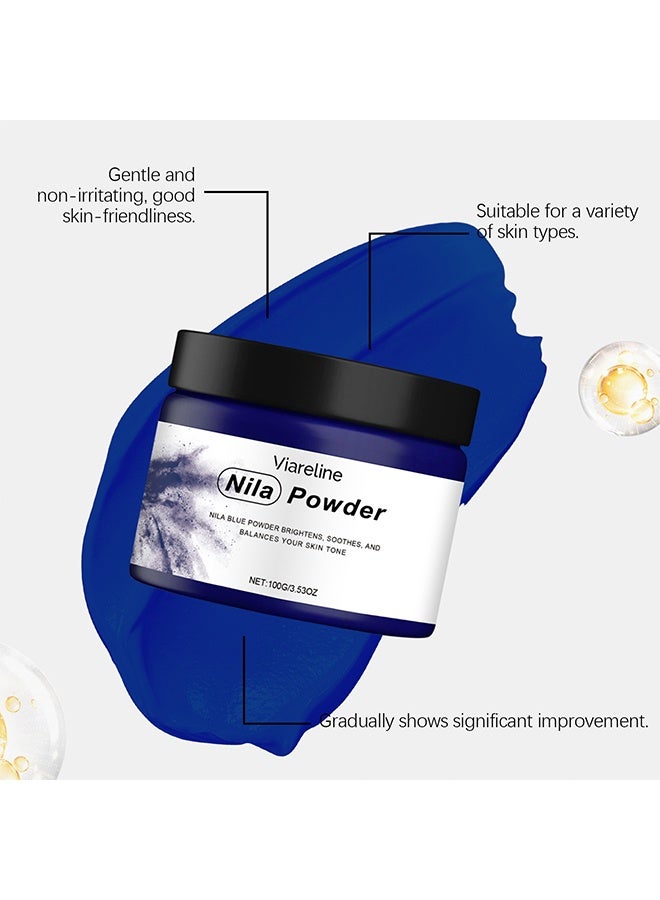 Viareline Blue Nila Powder, 100G Pure Nila Indigo Powder - Natural Moroccan powder For Face And Hair Care - Exfoliating And moisturizing, Natural Skin Brightening&Detoxifying Mask - Image 4