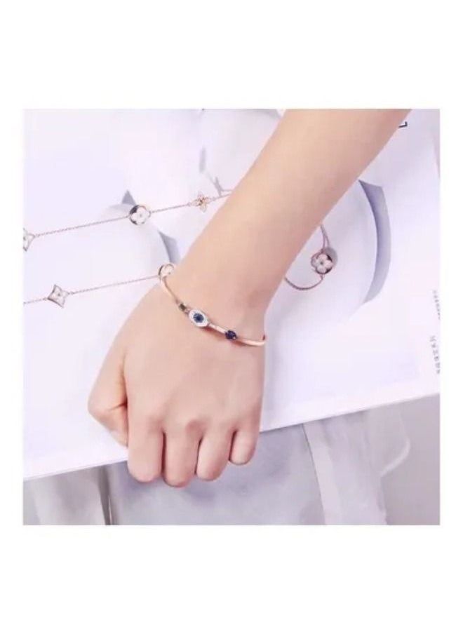 Chomel Gold Plated Stone Studded Duo Evil Eye Bracelet  - Image 3