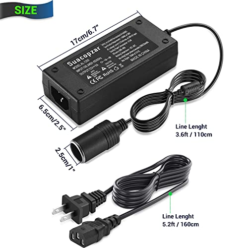 Suacopzar 12V 5A Car Power Adapter Female Car Cigarette Lighter Socket, Ac 100-240V To Dc 12V 5A 60W Power Supply Adapter Ac/Dc Converter Transformer For Car Air Fan Mp3 Player - Mp3 Players, Black - Image 2