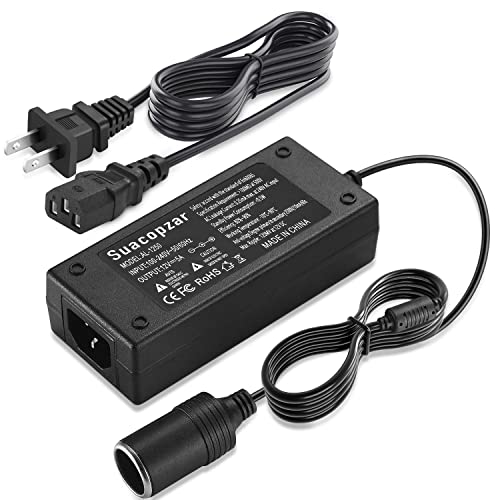 Suacopzar 12V 5A Car Power Adapter Female Car Cigarette Lighter Socket, Ac 100-240V To Dc 12V 5A 60W Power Supply Adapter Ac/Dc Converter Transformer For Car Air Fan Mp3 Player - Mp3 Players, Black - Image 1