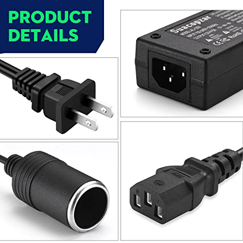 Suacopzar 12V 5A Car Power Adapter Female Car Cigarette Lighter Socket, Ac 100-240V To Dc 12V 5A 60W Power Supply Adapter Ac/Dc Converter Transformer For Car Air Fan Mp3 Player - Mp3 Players, Black - Image 4