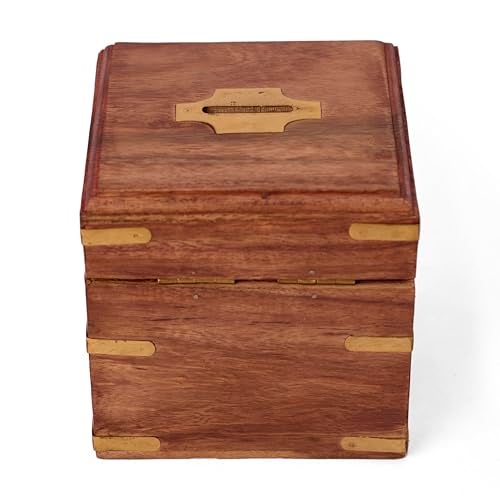 GURU JEE Handmade Indian Wooden Piggy Bank Decoration Unique Keepsake Small Square Piggy Money Saving Bank Gifts for Kids and Adults (Design 2) - Image 4