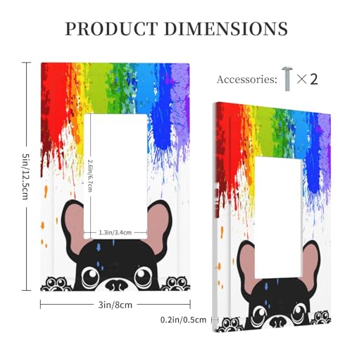 Yamxbfa Novelty Funny Pastel Colors Rainbow and Dogs Single Rocker Decora Light Switch Cover Decorative Wall Plate 1 Gang Outlet Cover Cute Black Puppy Gfci Electrical Switchplate Dimmer Faceplate for Nursery - Image 5